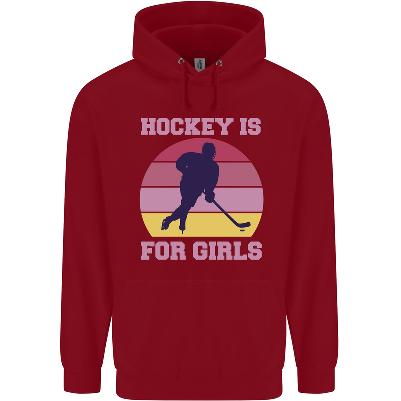 Hockey is For Girls Funny Ice Street Childrens Kids Hoodie Red