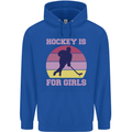 Hockey is For Girls Funny Ice Street Childrens Kids Hoodie Royal Blue