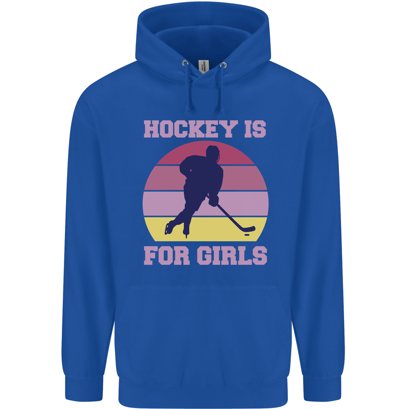 Hockey is For Girls Funny Ice Street Childrens Kids Hoodie Royal Blue