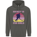 Hockey is For Girls Funny Ice Street Childrens Kids Hoodie Storm Grey
