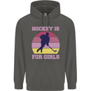 Hockey is For Girls Funny Ice Street Childrens Kids Hoodie Storm Grey