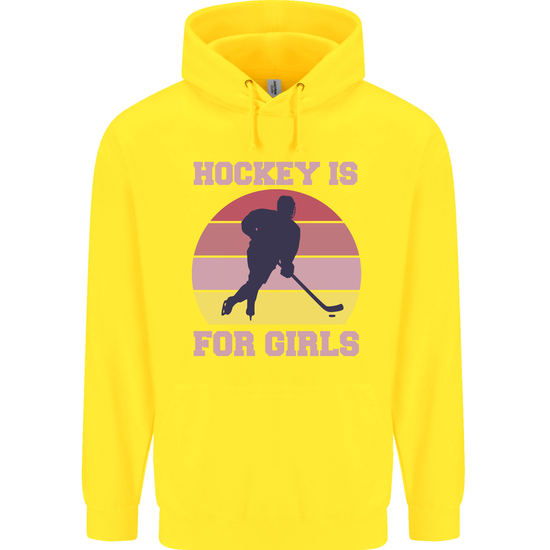 Hockey is For Girls Funny Ice Street Childrens Kids Hoodie Yellow