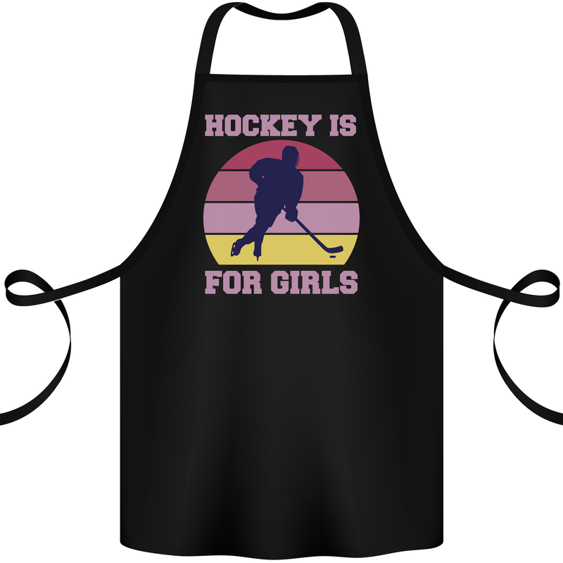 Hockey is For Girls Funny Ice Street Cotton Apron 100% Organic Black