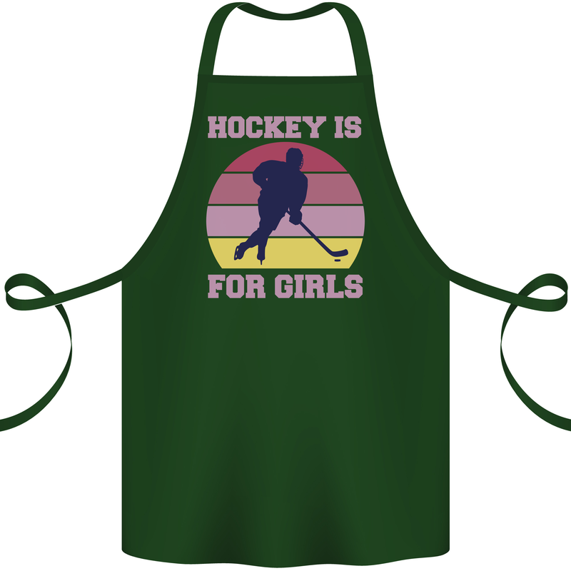 Hockey is For Girls Funny Ice Street Cotton Apron 100% Organic Forest Green