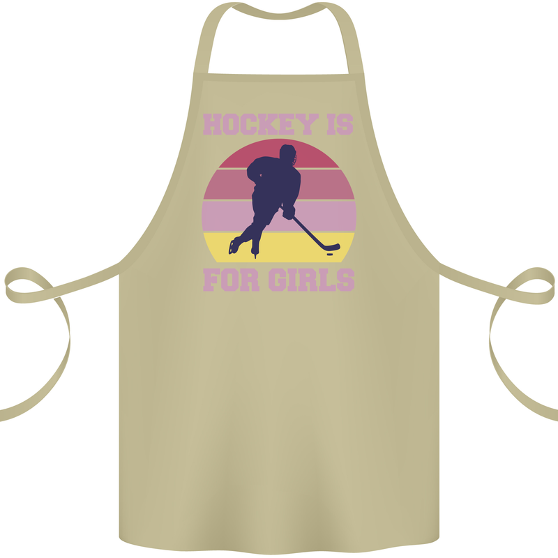 Hockey is For Girls Funny Ice Street Cotton Apron 100% Organic Khaki