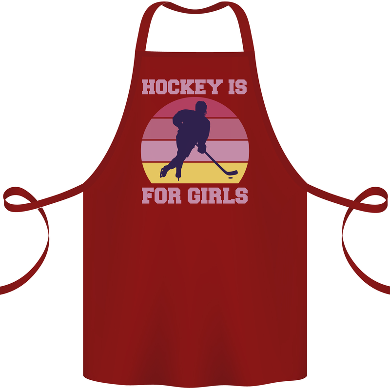 Hockey is For Girls Funny Ice Street Cotton Apron 100% Organic Maroon