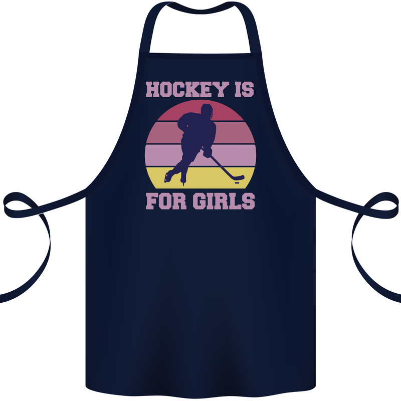 Hockey is For Girls Funny Ice Street Cotton Apron 100% Organic Navy Blue