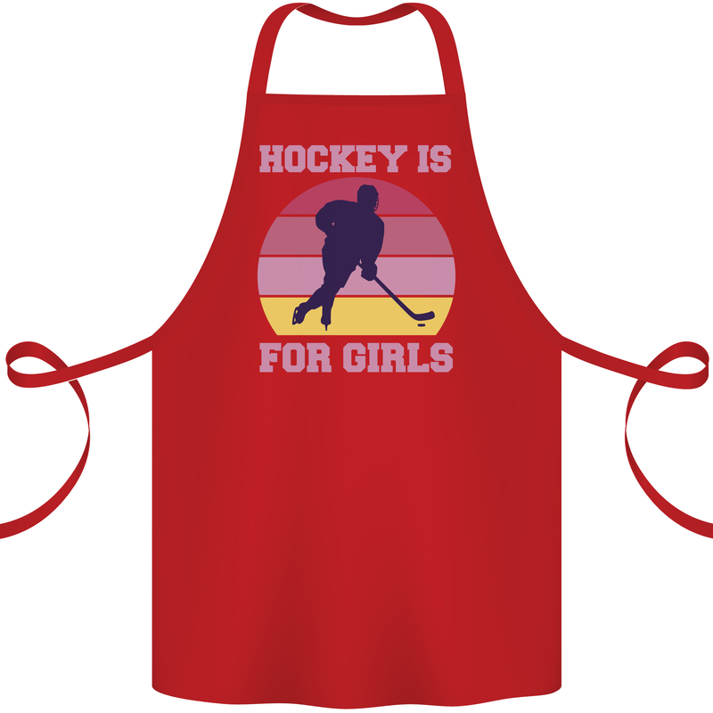 Hockey is For Girls Funny Ice Street Cotton Apron 100% Organic Red