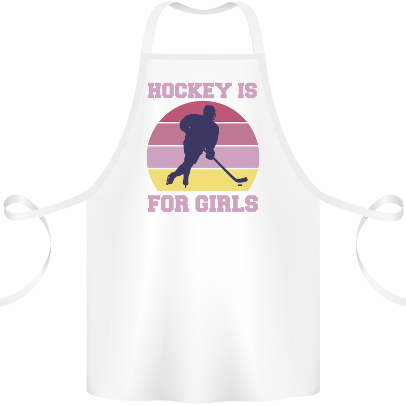 Hockey is For Girls Funny Ice Street Cotton Apron 100% Organic White