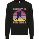 Hockey is For Girls Funny Ice Street Kids Sweatshirt Jumper Black
