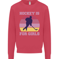 Hockey is For Girls Funny Ice Street Kids Sweatshirt Jumper Heliconia