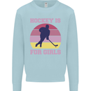 Hockey is For Girls Funny Ice Street Kids Sweatshirt Jumper Light Blue