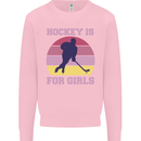Hockey is For Girls Funny Ice Street Kids Sweatshirt Jumper Light Pink