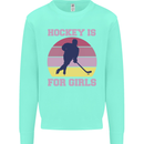 Hockey is For Girls Funny Ice Street Kids Sweatshirt Jumper Peppermint