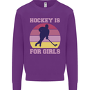 Hockey is For Girls Funny Ice Street Kids Sweatshirt Jumper Purple