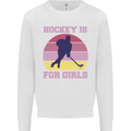 Hockey is For Girls Funny Ice Street Kids Sweatshirt Jumper White