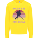Hockey is For Girls Funny Ice Street Kids Sweatshirt Jumper Yellow