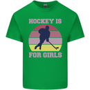 Hockey is For Girls Funny Ice Street Kids T-Shirt Childrens Irish Green