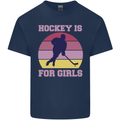 Hockey is For Girls Funny Ice Street Kids T-Shirt Childrens Navy Blue