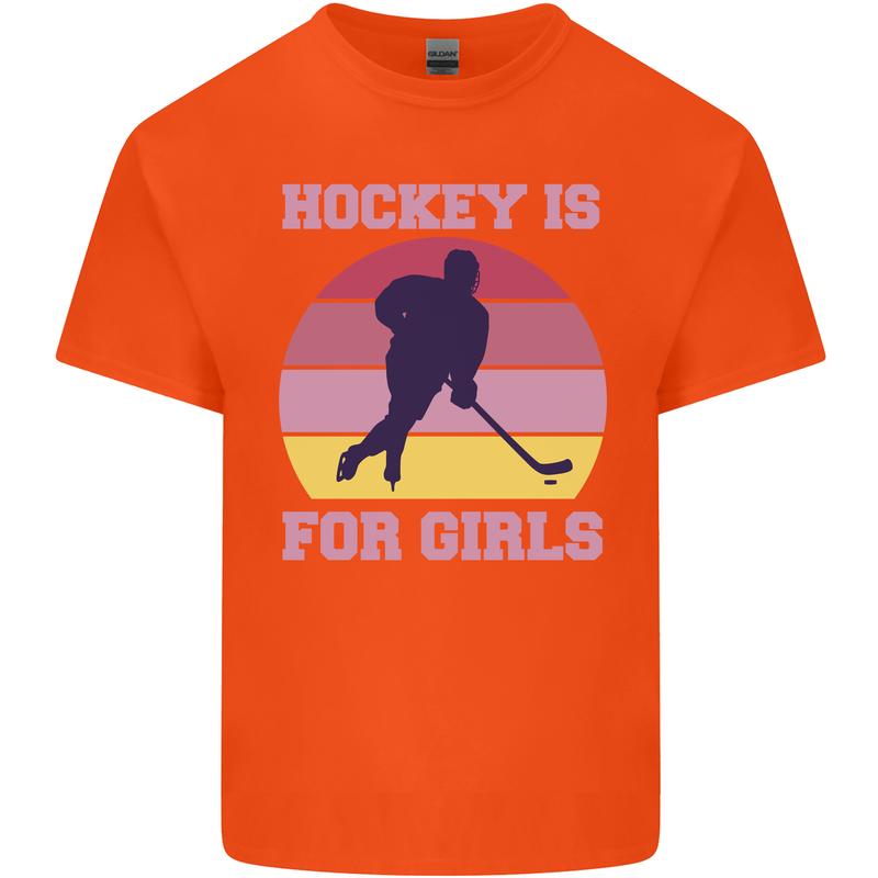 Hockey is For Girls Funny Ice Street Kids T-Shirt Childrens Orange