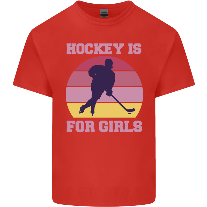 Hockey is For Girls Funny Ice Street Kids T-Shirt Childrens Red