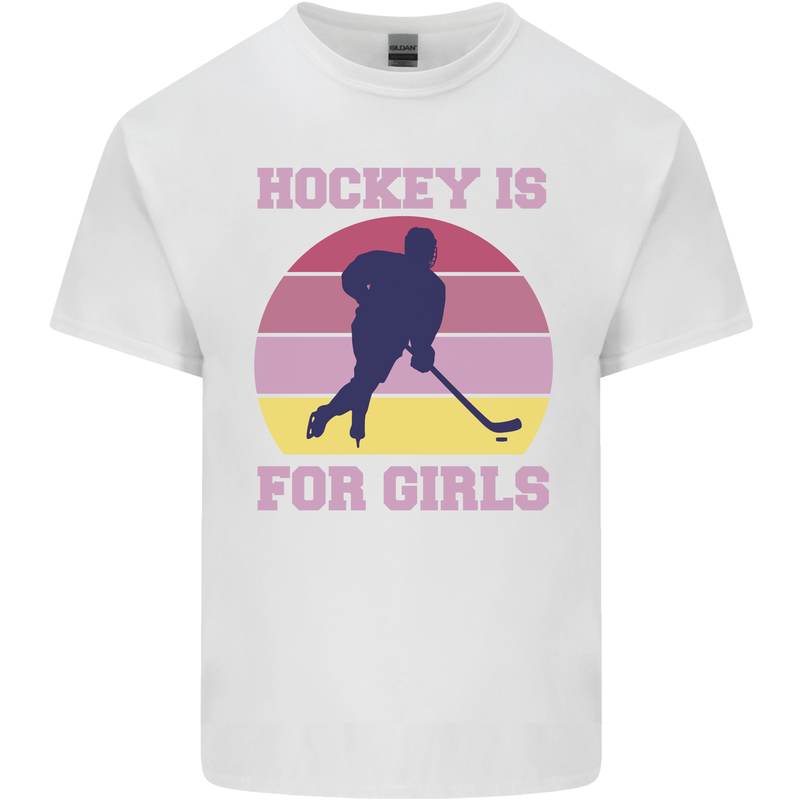 Hockey is For Girls Funny Ice Street Kids T-Shirt Childrens White