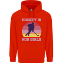 Hockey is For Girls Funny Ice Street Mens 80% Cotton Hoodie Bright Red