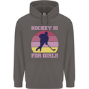 Hockey is For Girls Funny Ice Street Mens 80% Cotton Hoodie Charcoal