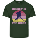 Hockey is For Girls Funny Ice Street Mens Cotton T-Shirt Tee Top Forest Green