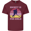 Hockey is For Girls Funny Ice Street Mens Cotton T-Shirt Tee Top Maroon