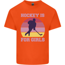 Hockey is For Girls Funny Ice Street Mens Cotton T-Shirt Tee Top Orange