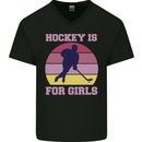 Hockey is For Girls Funny Ice Street Mens V-Neck Cotton T-Shirt Black