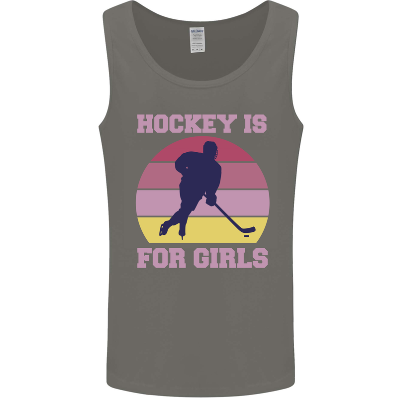 Hockey is For Girls Funny Ice Street Mens Vest Tank Top Charcoal