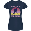 Hockey is For Girls Funny Ice Street Womens Petite Cut T-Shirt Navy Blue