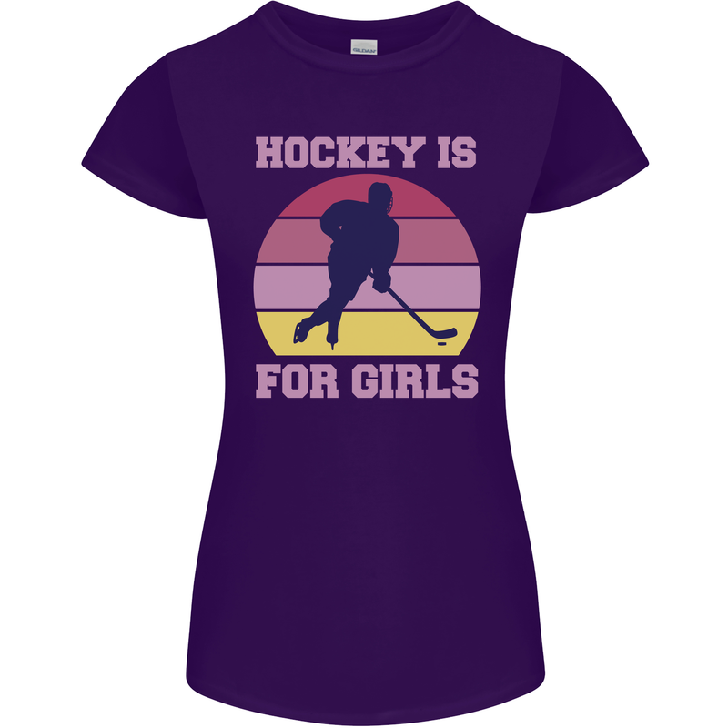 Hockey is For Girls Funny Ice Street Womens Petite Cut T-Shirt Purple