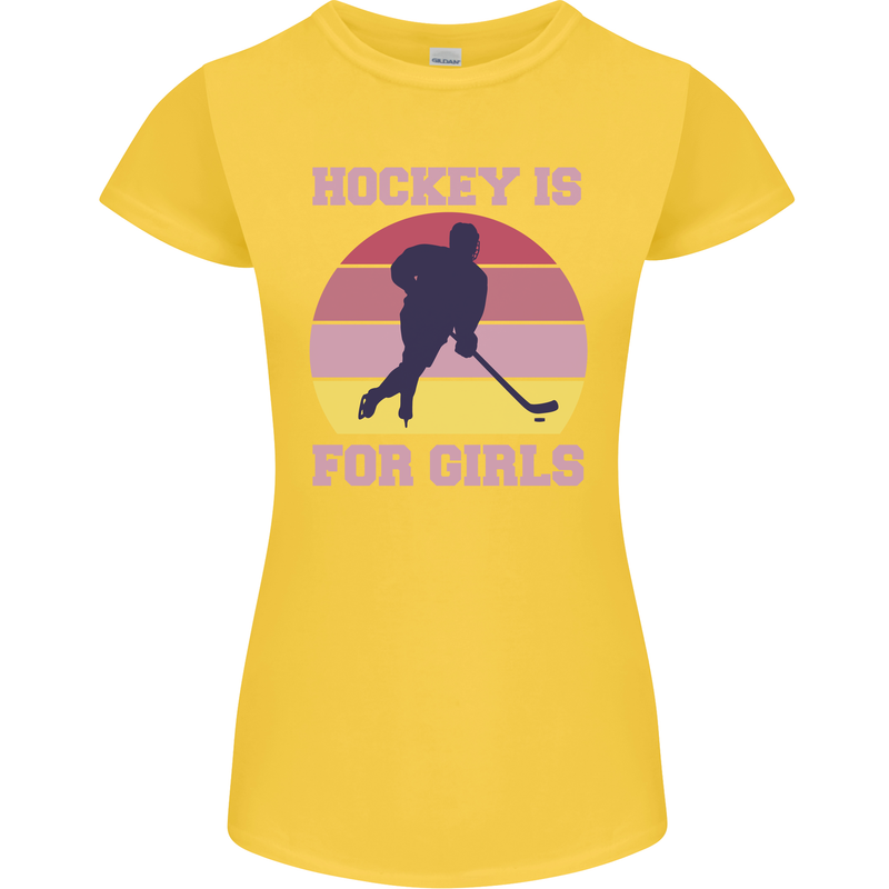 Hockey is For Girls Funny Ice Street Womens Petite Cut T-Shirt Yellow