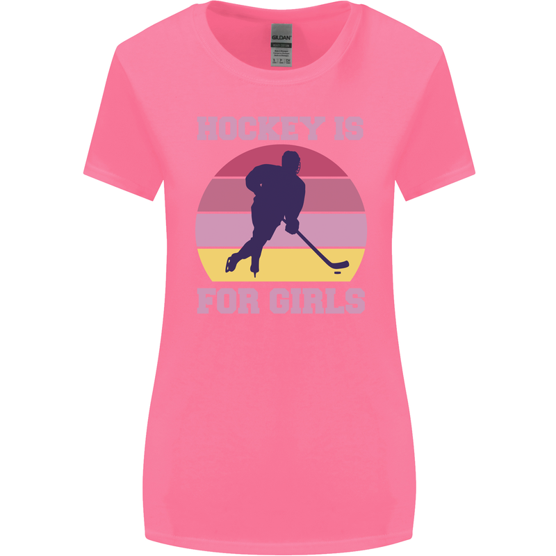 Hockey is For Girls Funny Ice Street Womens Wider Cut T-Shirt Azalea