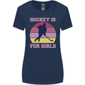 Hockey is For Girls Funny Ice Street Womens Wider Cut T-Shirt Navy Blue