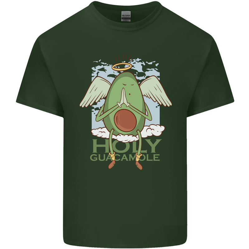 Holy Guacamole Funny Food Angel Mens Cotton T-Shirt Tee Top Forest Green