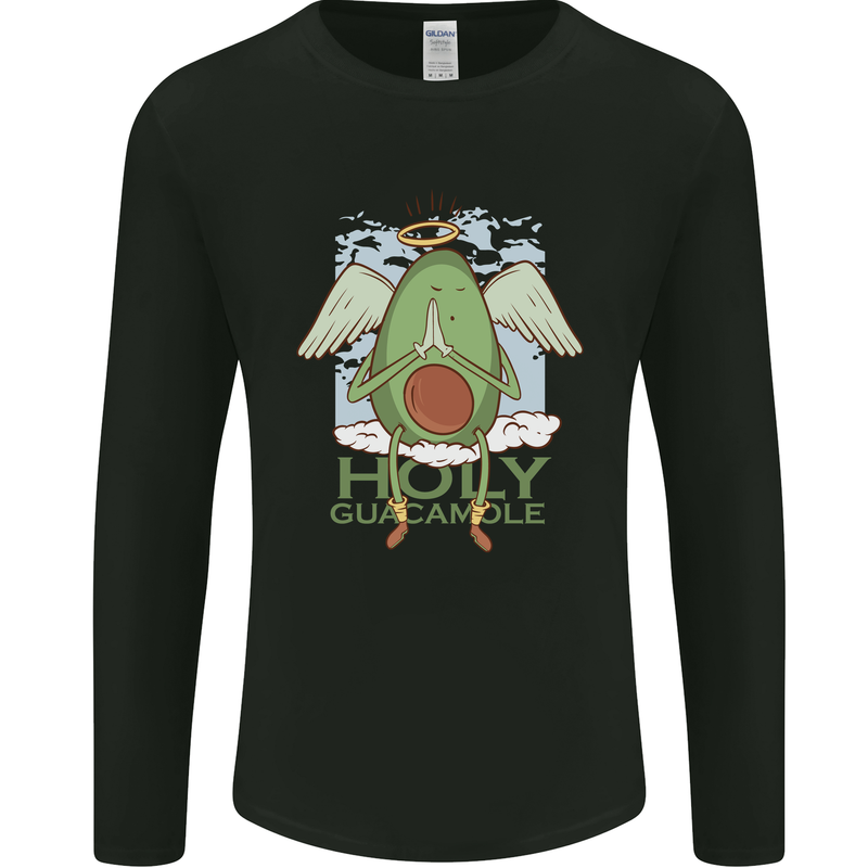 Holy Guacamole Funny Food Angel Mens Long Sleeve T-Shirt Black