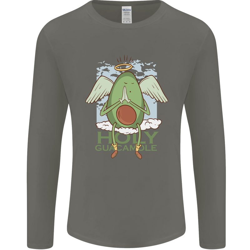 Holy Guacamole Funny Food Angel Mens Long Sleeve T-Shirt Charcoal