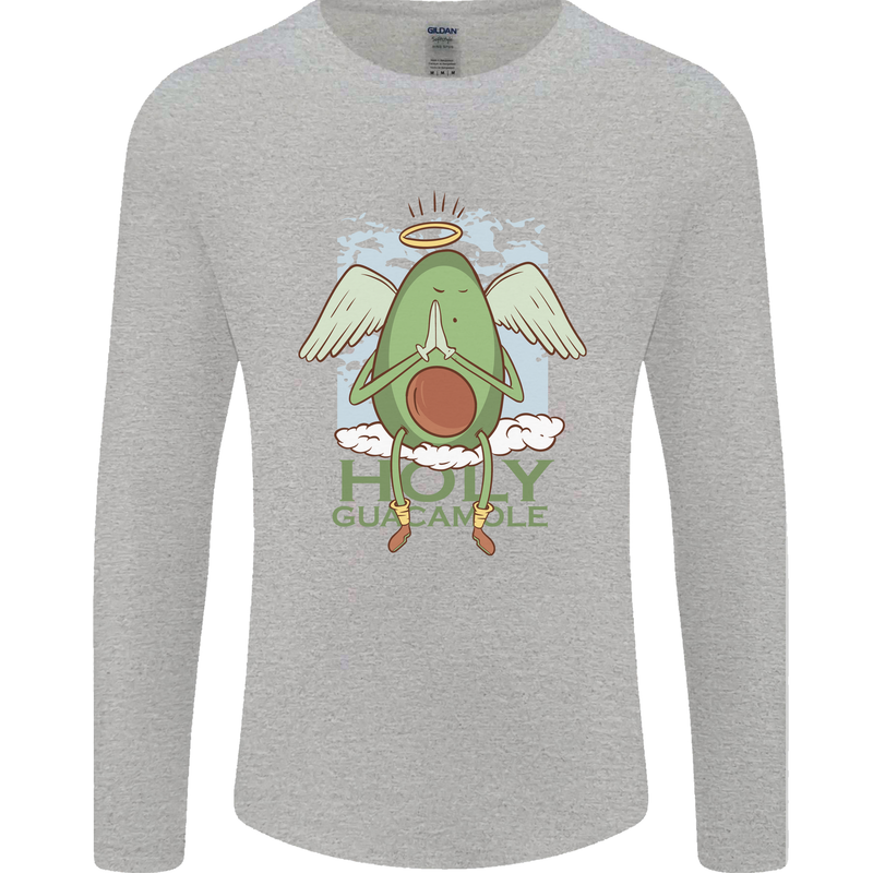 Holy Guacamole Funny Food Angel Mens Long Sleeve T-Shirt Sports Grey