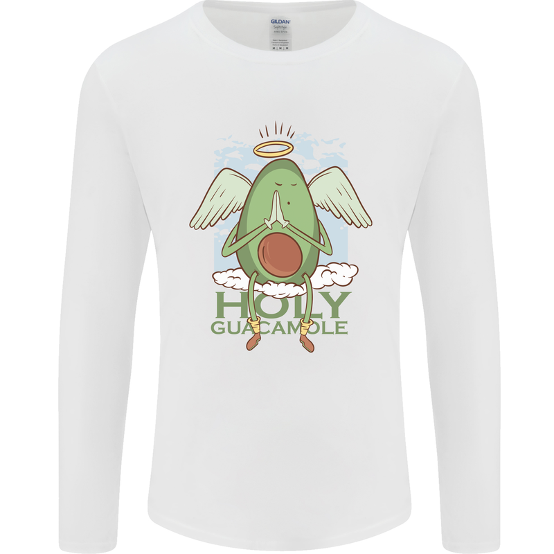 Holy Guacamole Funny Food Angel Mens Long Sleeve T-Shirt White