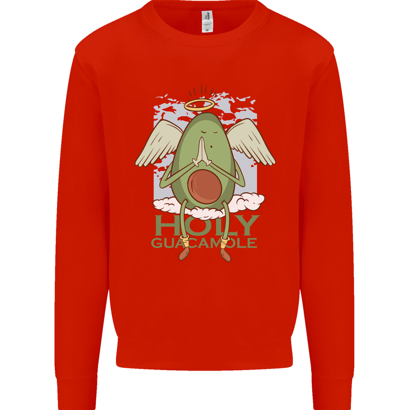 Holy Guacamole Funny Food Angel Mens Sweatshirt Jumper Bright Red