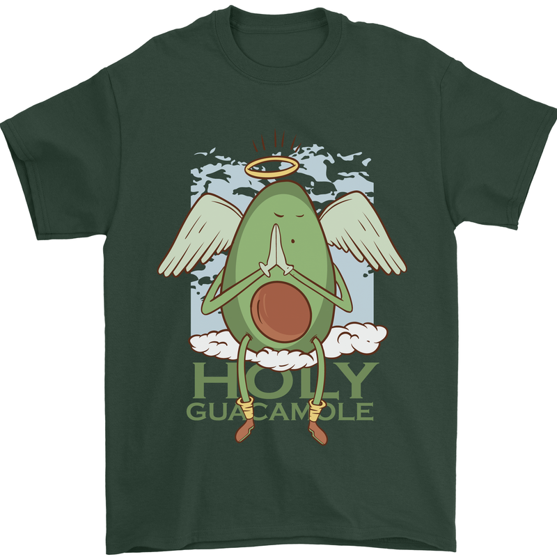 Holy Guacamole Funny Food Angel Mens T-Shirt Cotton Gildan Forest Green