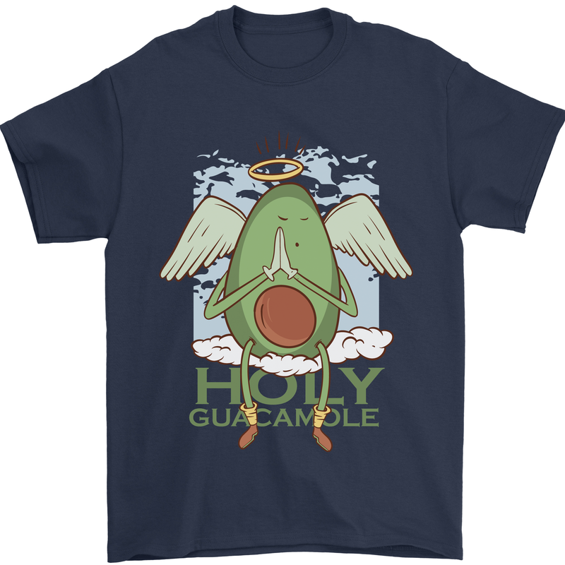 Holy Guacamole Funny Food Angel Mens T-Shirt Cotton Gildan Navy Blue