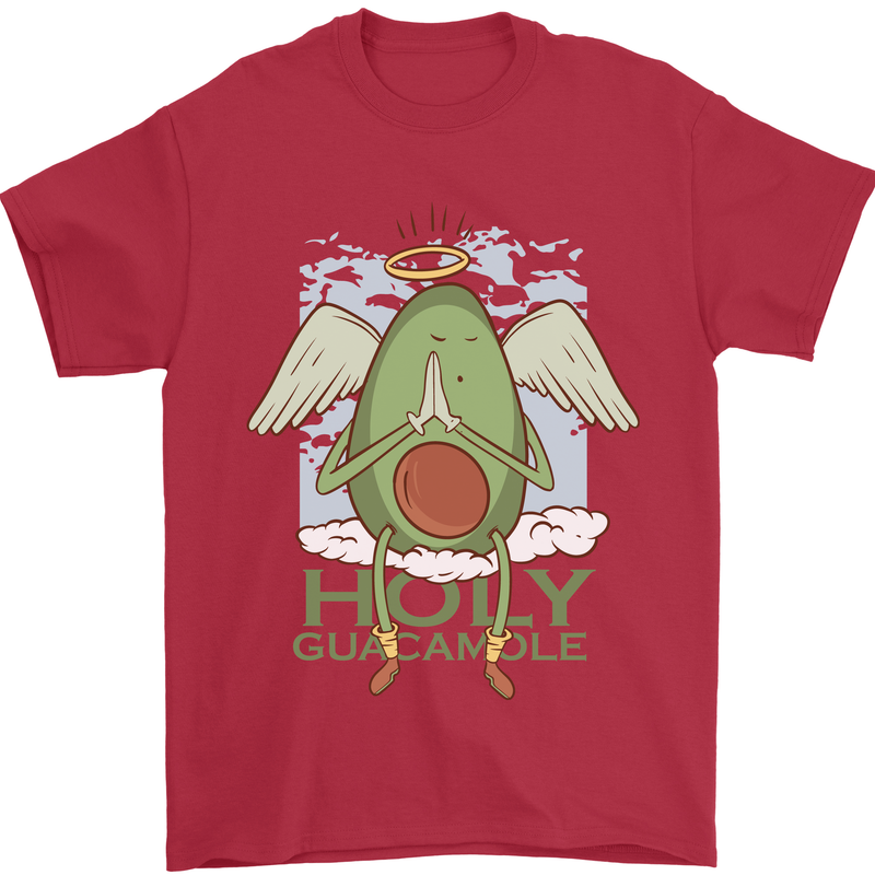 Holy Guacamole Funny Food Angel Mens T-Shirt Cotton Gildan Red