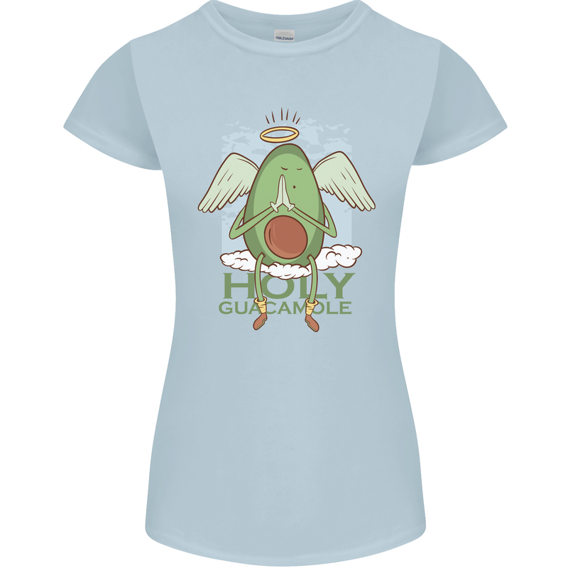 Holy Guacamole Funny Food Angel Womens Petite Cut T-Shirt Light Blue