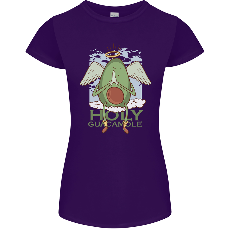 Holy Guacamole Funny Food Angel Womens Petite Cut T-Shirt Purple