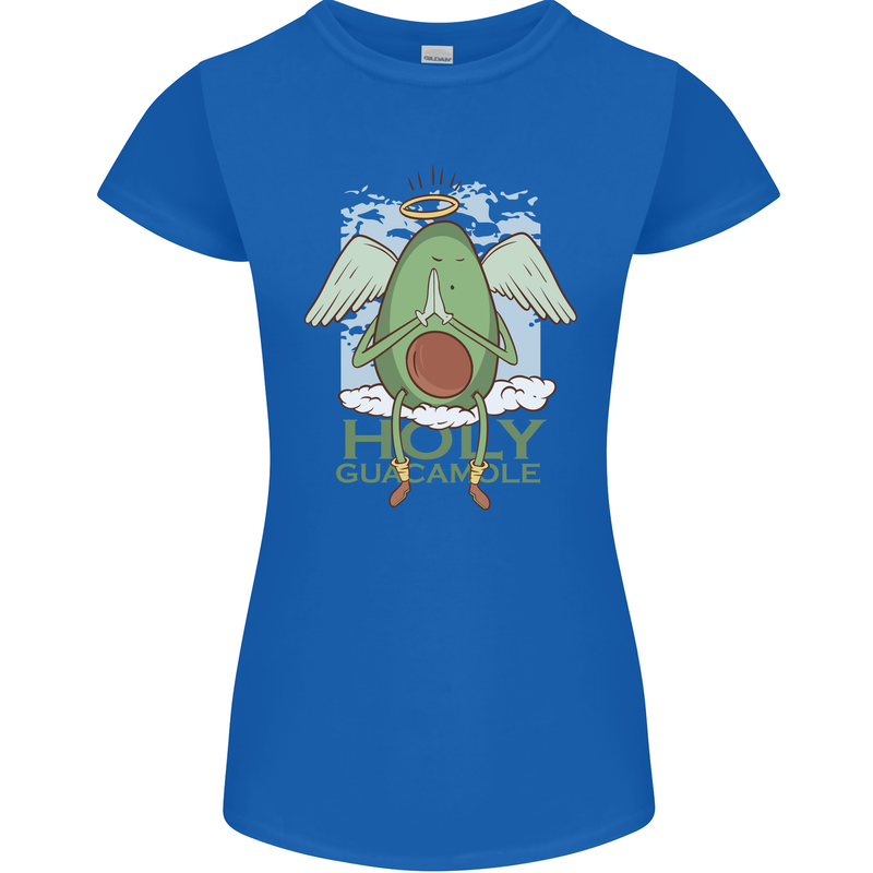 Holy Guacamole Funny Food Angel Womens Petite Cut T-Shirt Royal Blue